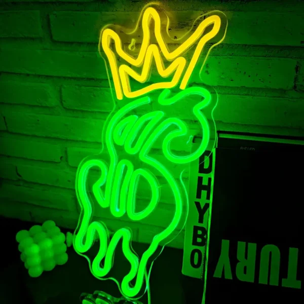 Powered Crown Dollar Neon Sign – Adjustable Brightness LED Wall Decor - Image 2