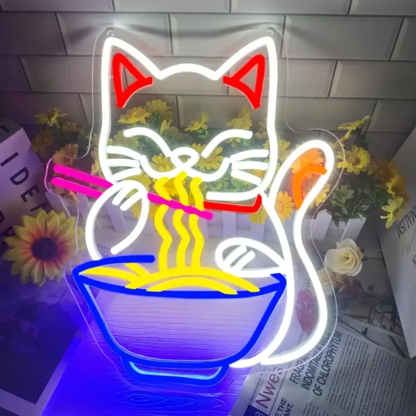 Lucky Cat Ramen LED Neon Sign - Image 2