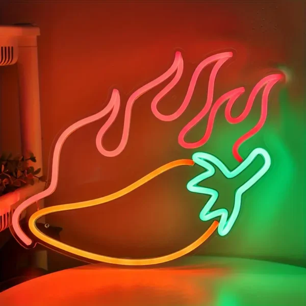 Chili Pepper Flame LED Neon Sign - Image 3