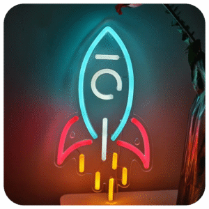 Vibrant Rocket-Shaped LED Neon Sign