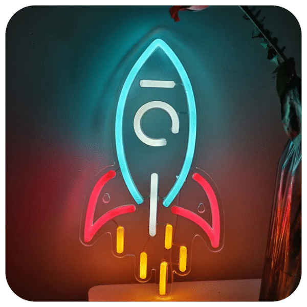 Vibrant Rocket-Shaped LED Neon Sign
