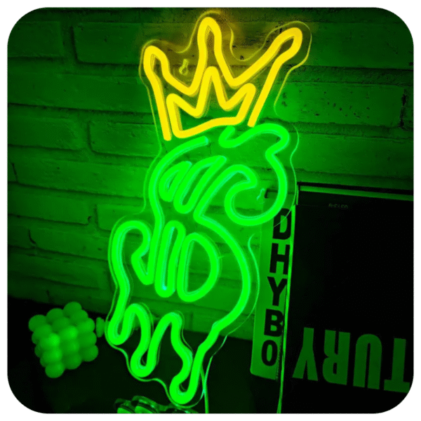 Powered Crown Dollar Neon Sign – Adjustable Brightness LED Wall Decor