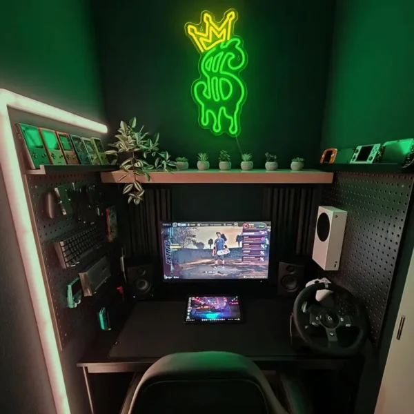 Powered Crown Dollar Neon Sign – Adjustable Brightness LED Wall Decor - Image 3
