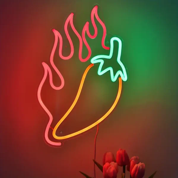 Chili Pepper Flame LED Neon Sign - Image 4