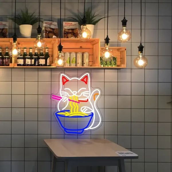 Lucky Cat Ramen LED Neon Sign - Image 3
